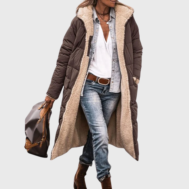 Hooded Quilted Jacket for Women | Side Zip Warm Winter Layer