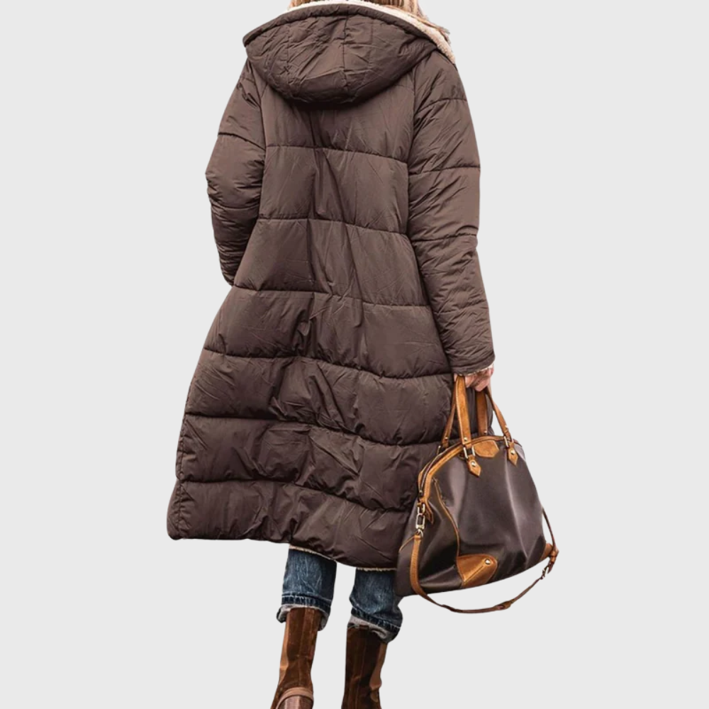 Hooded Quilted Jacket for Women | Side Zip Warm Winter Layer