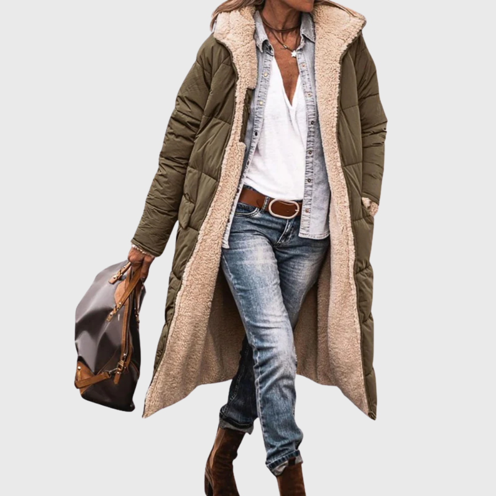 Hooded Quilted Jacket for Women | Side Zip Warm Winter Layer