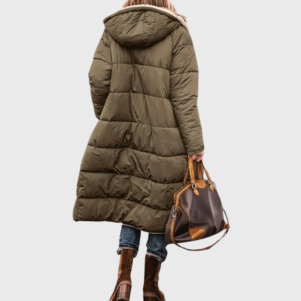 Hooded Quilted Jacket for Women | Side Zip Warm Winter Layer