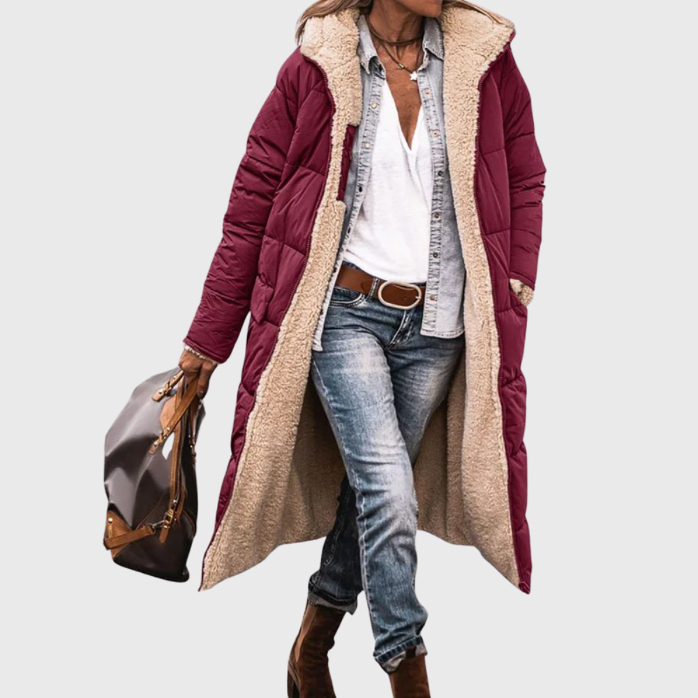Hooded Quilted Jacket for Women | Side Zip Warm Winter Layer