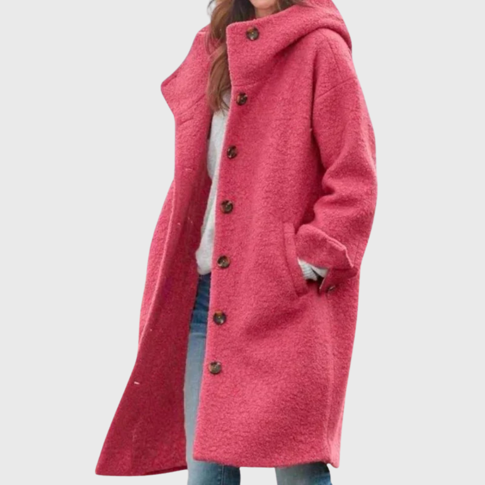 Longline Winter Coat for Women | Hooded Button Front Autumn Layering