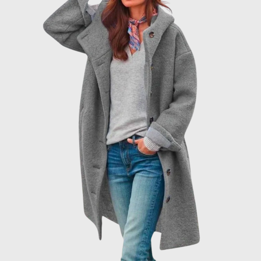 Longline Winter Coat for Women | Hooded Button Front Autumn Layering