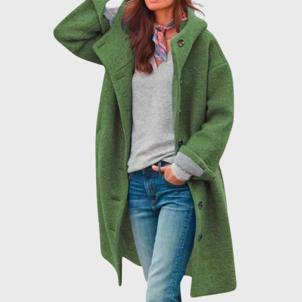Longline Winter Coat for Women | Hooded Button Front Autumn Layering