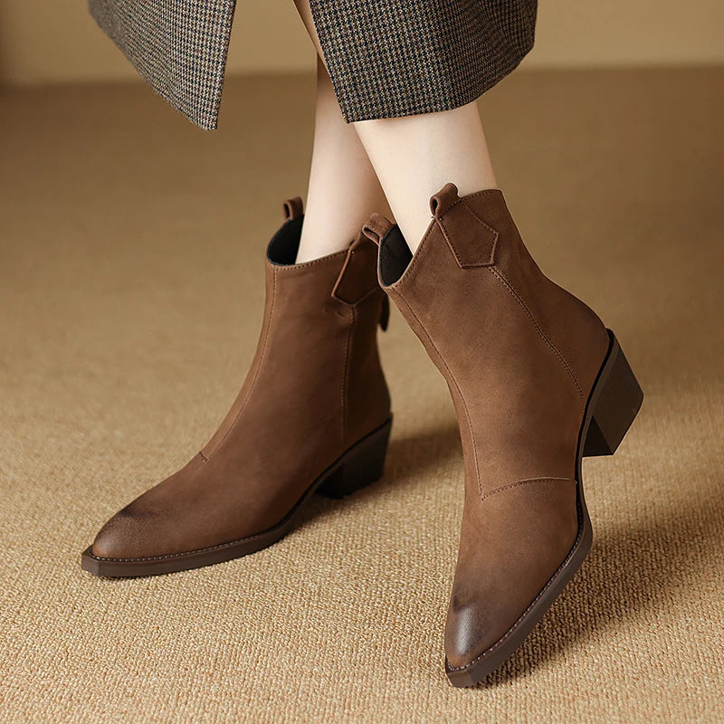Pointed Toe Ankle Boots for Women | Pull On Block Heel Fall & Winter 2026