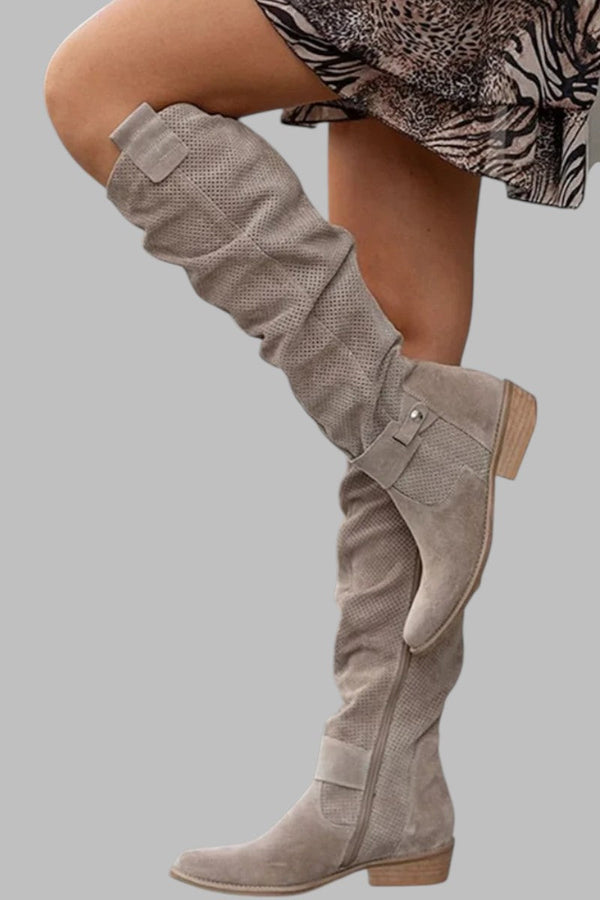Slouchy Knee High Boots for Women | Block Heel Round Toe Fall & Winter 2026