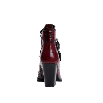 Pointed Toe Ankle Boots for Women | Buckle Strap Block Heel Winter Ready Comfort