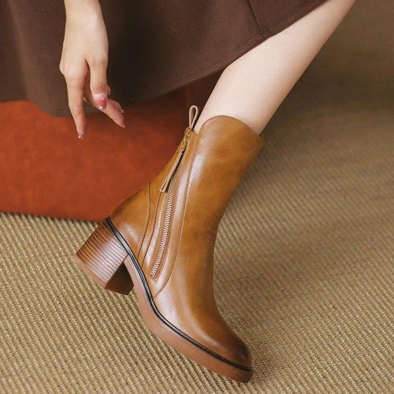 Block Heel Ankle Boots for Women | Side Zip Fall Booties