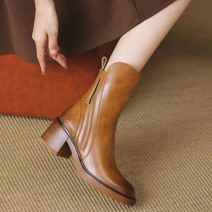 Block Heel Ankle Boots for Women | Side Zip Fall Booties