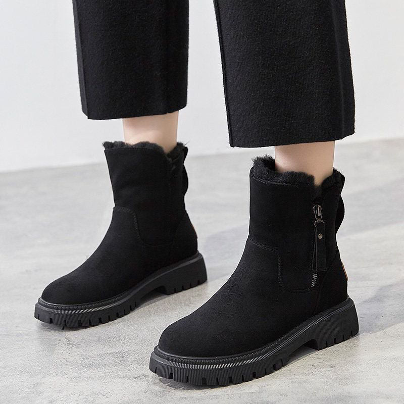 Insulated Ankle Boots for Women | Side Zip Round Toe Fall Booties