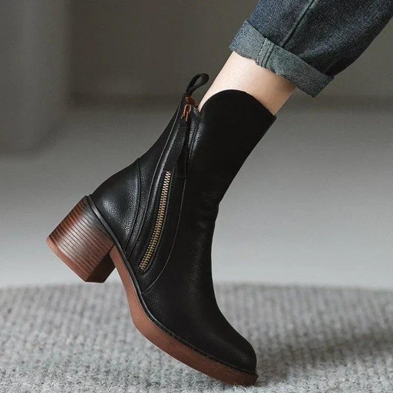 Block Heel Ankle Boots for Women | Side Zip Fall Booties