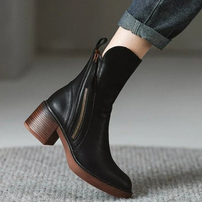 Block Heel Ankle Boots for Women | Side Zip Fall Booties