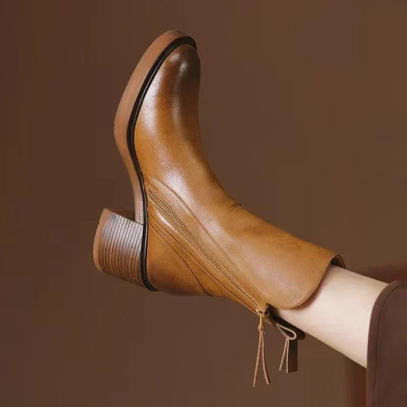 Block Heel Ankle Boots for Women | Side Zip Fall Booties