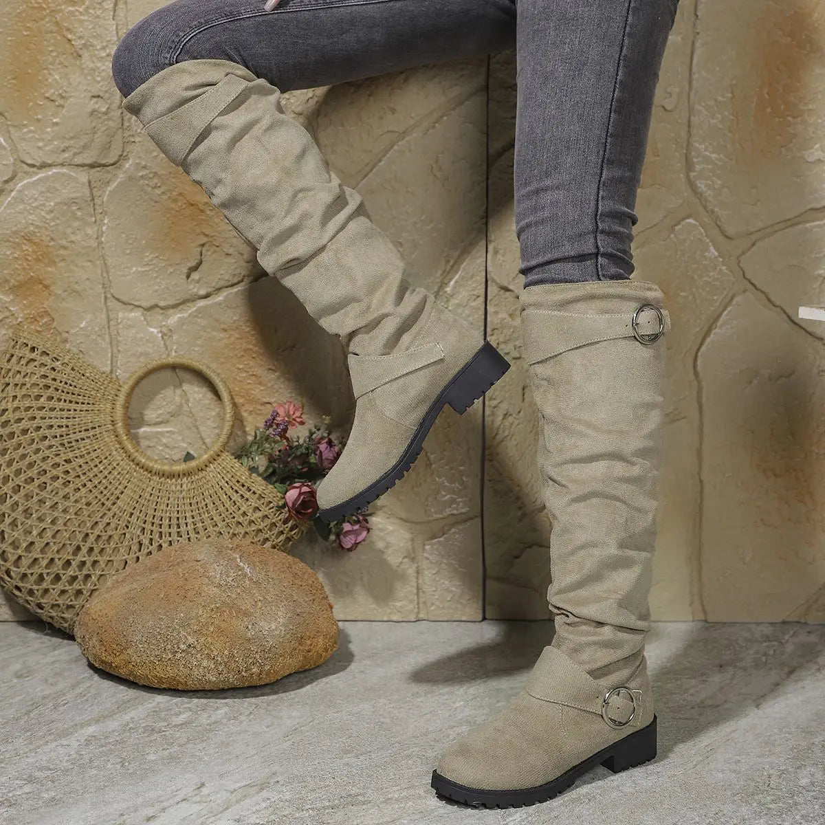 Slouchy Knee High Boots for Women | Lug Sole Block Heel Winter Ready Comfort