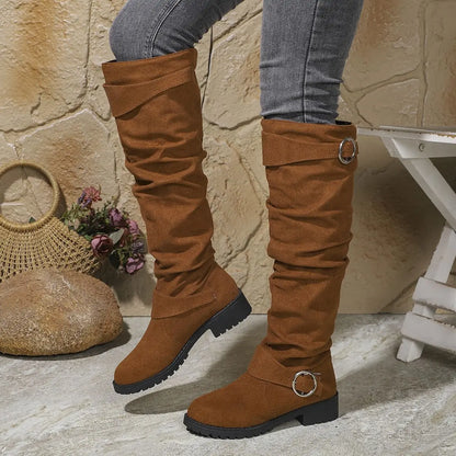 Slouchy Knee High Boots for Women | Lug Sole Block Heel Winter Ready Comfort