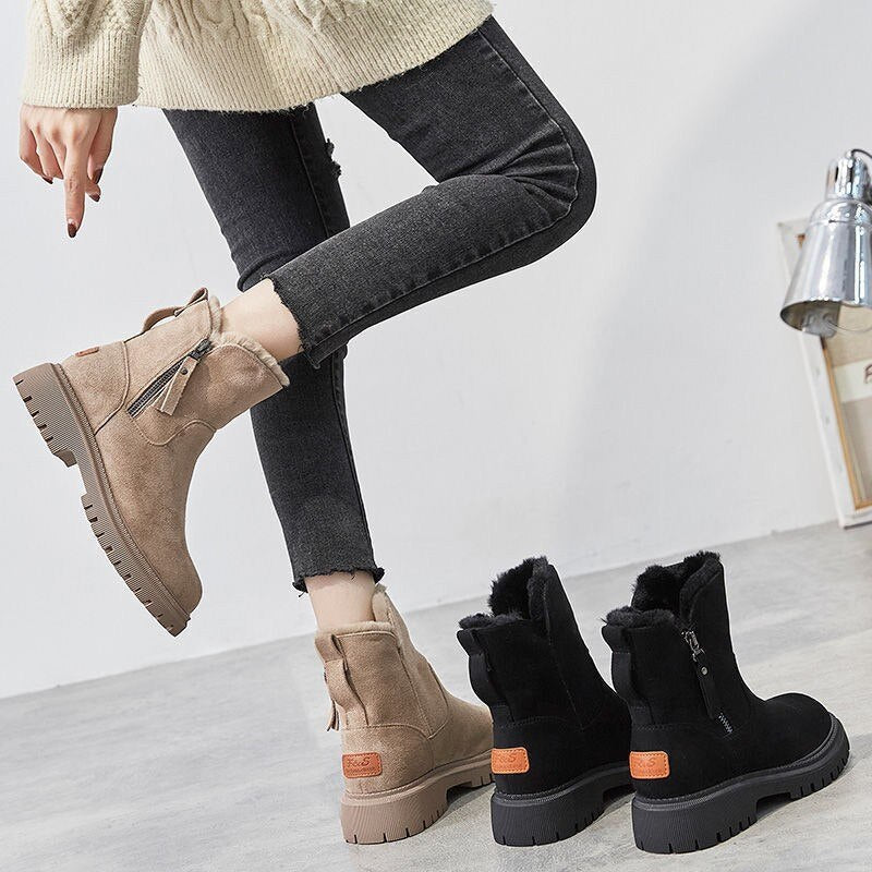 Insulated Ankle Boots for Women | Side Zip Round Toe Fall Booties
