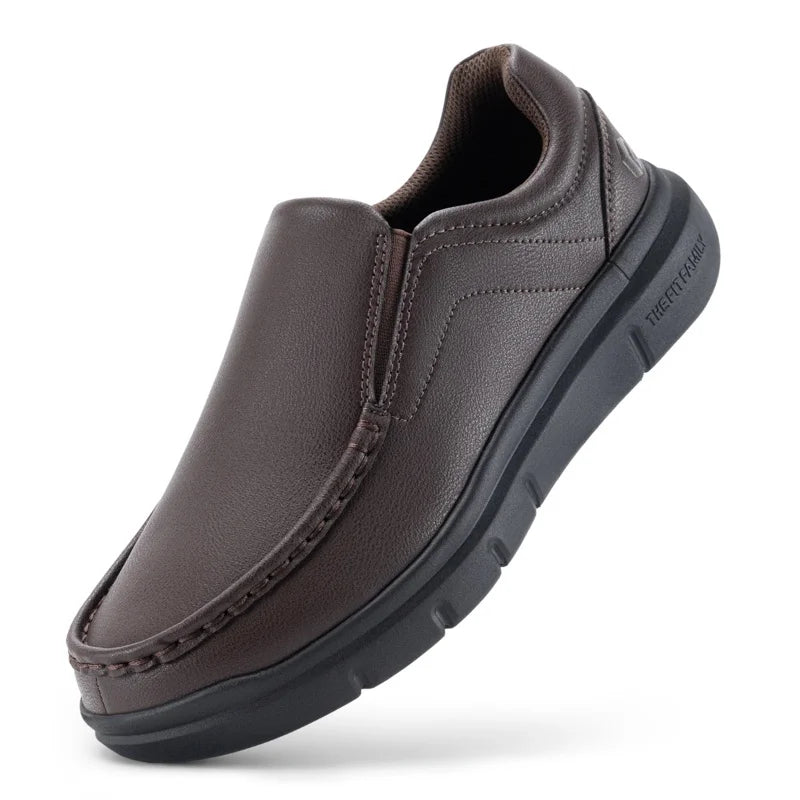 Wide Width Orthopedic Leather Slip-On Casual Sneakers