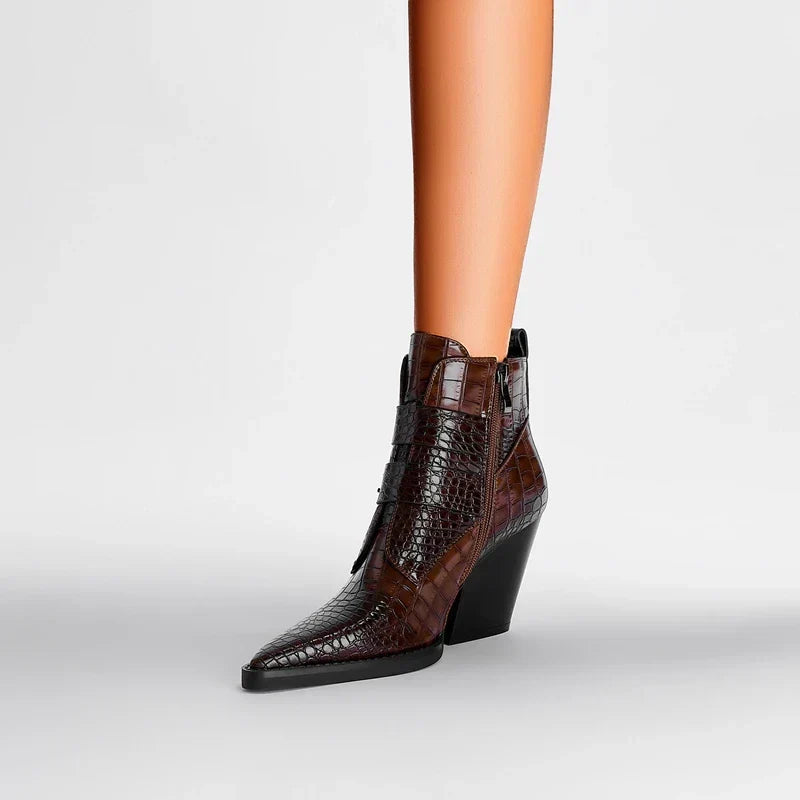 Pointed Toe Ankle Boots for Women | Buckle Strap Block Heel Winter Ready Comfort