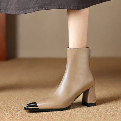 Pointed Toe Ankle Boots for Women | Block Heel Warm Winter Style