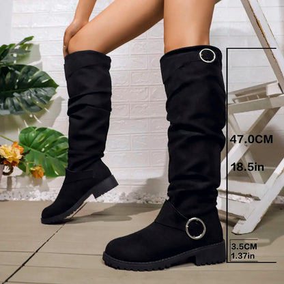Slouchy Knee High Boots for Women | Lug Sole Block Heel Winter Ready Comfort