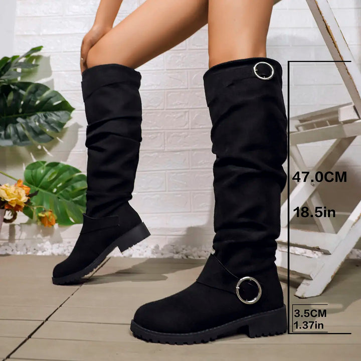 Slouchy Knee High Boots for Women | Lug Sole Block Heel Winter Ready Comfort