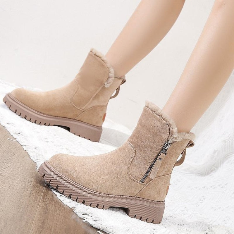 Insulated Ankle Boots for Women | Side Zip Round Toe Fall Booties