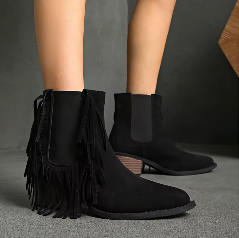 Pointed Toe Ankle Boots for Women | Block Heel Animal Print Winter Ready Comfort