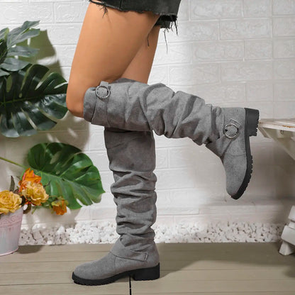 Slouchy Knee High Boots for Women | Lug Sole Block Heel Winter Ready Comfort