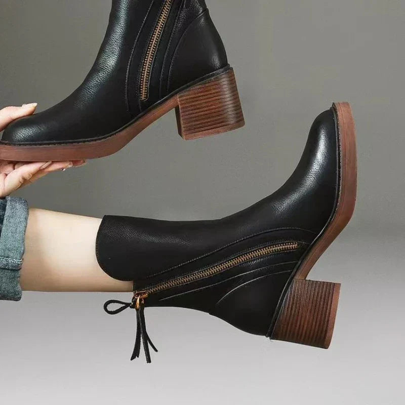 Block Heel Ankle Boots for Women | Side Zip Fall Booties