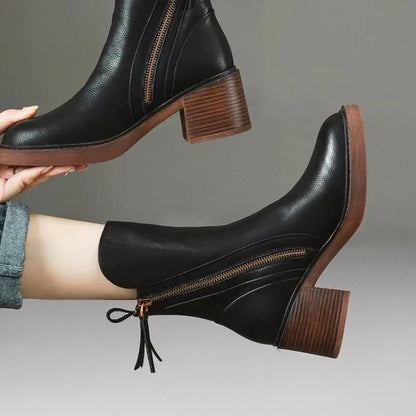 Block Heel Ankle Boots for Women | Side Zip Fall Booties