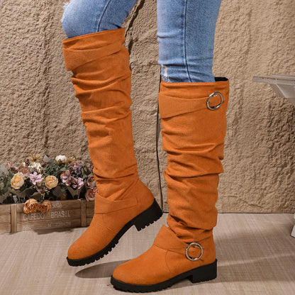 Slouchy Knee High Boots for Women | Lug Sole Block Heel Winter Ready Comfort