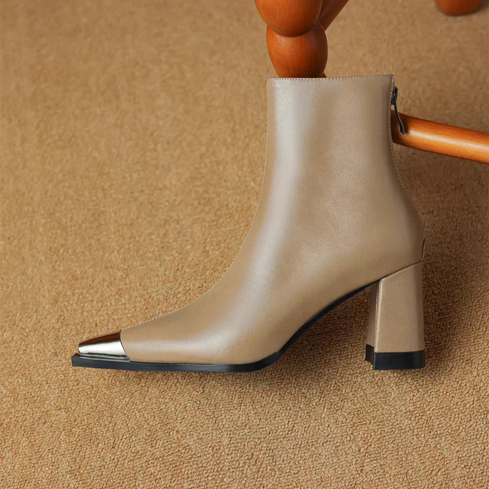 Pointed Toe Ankle Boots for Women | Block Heel Warm Winter Style
