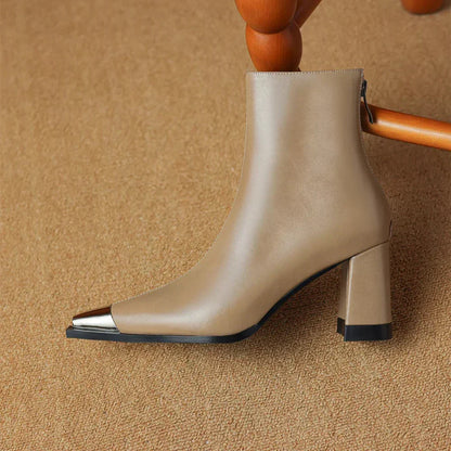 Pointed Toe Ankle Boots for Women | Block Heel Warm Winter Style
