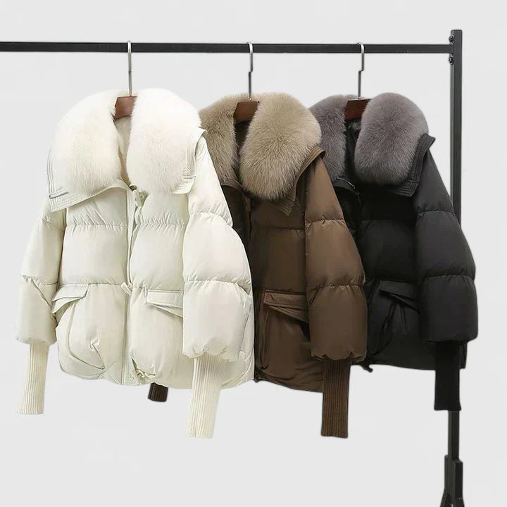Faux Fur Winter Jacket for Women | Ribbed Button Front Autumn Layering