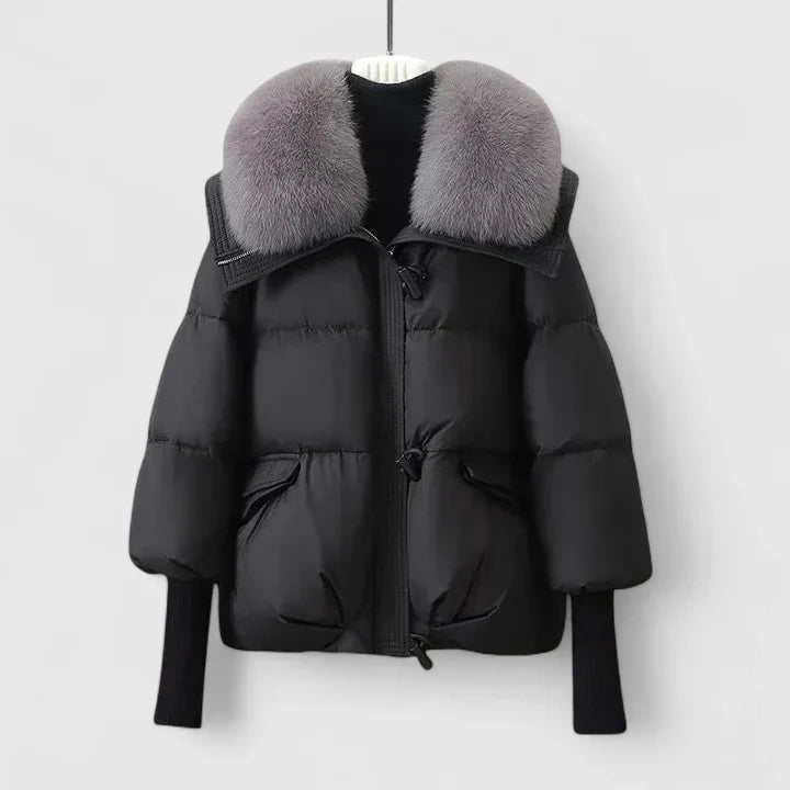 Faux Fur Winter Jacket for Women | Ribbed Button Front Autumn Layering