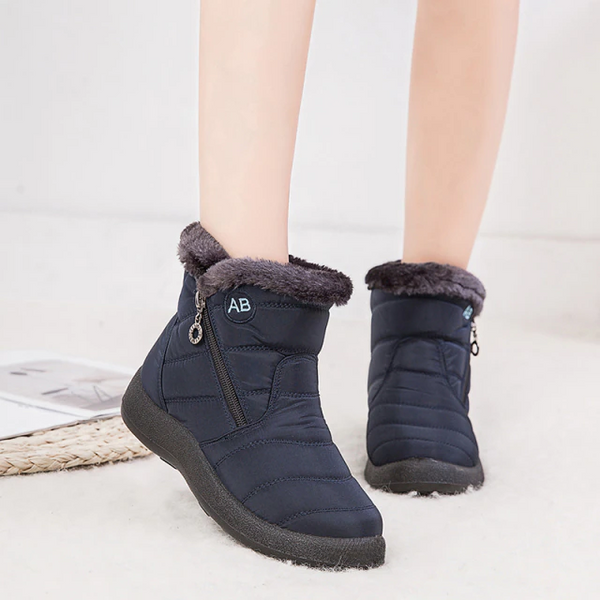 Quilted Ankle Boots for Women | Side Zip Round Toe Warm Winter Style