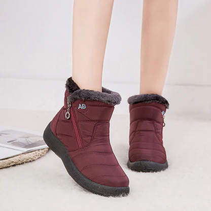 Quilted Ankle Boots for Women | Side Zip Round Toe Warm Winter Style