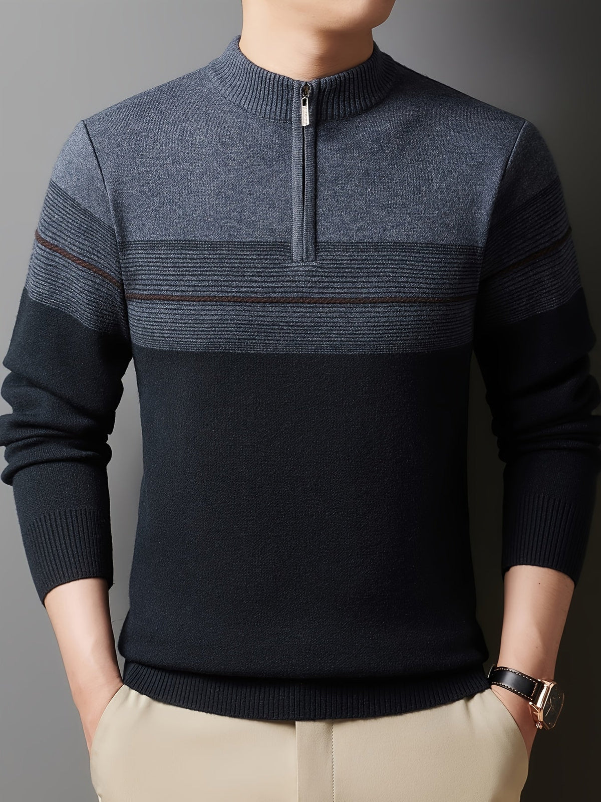 Half Zip Sweater for Men | Funnel Neck Autumn Layering
