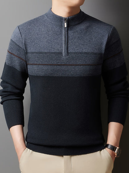 Half Zip Sweater for Men | Funnel Neck Autumn Layering