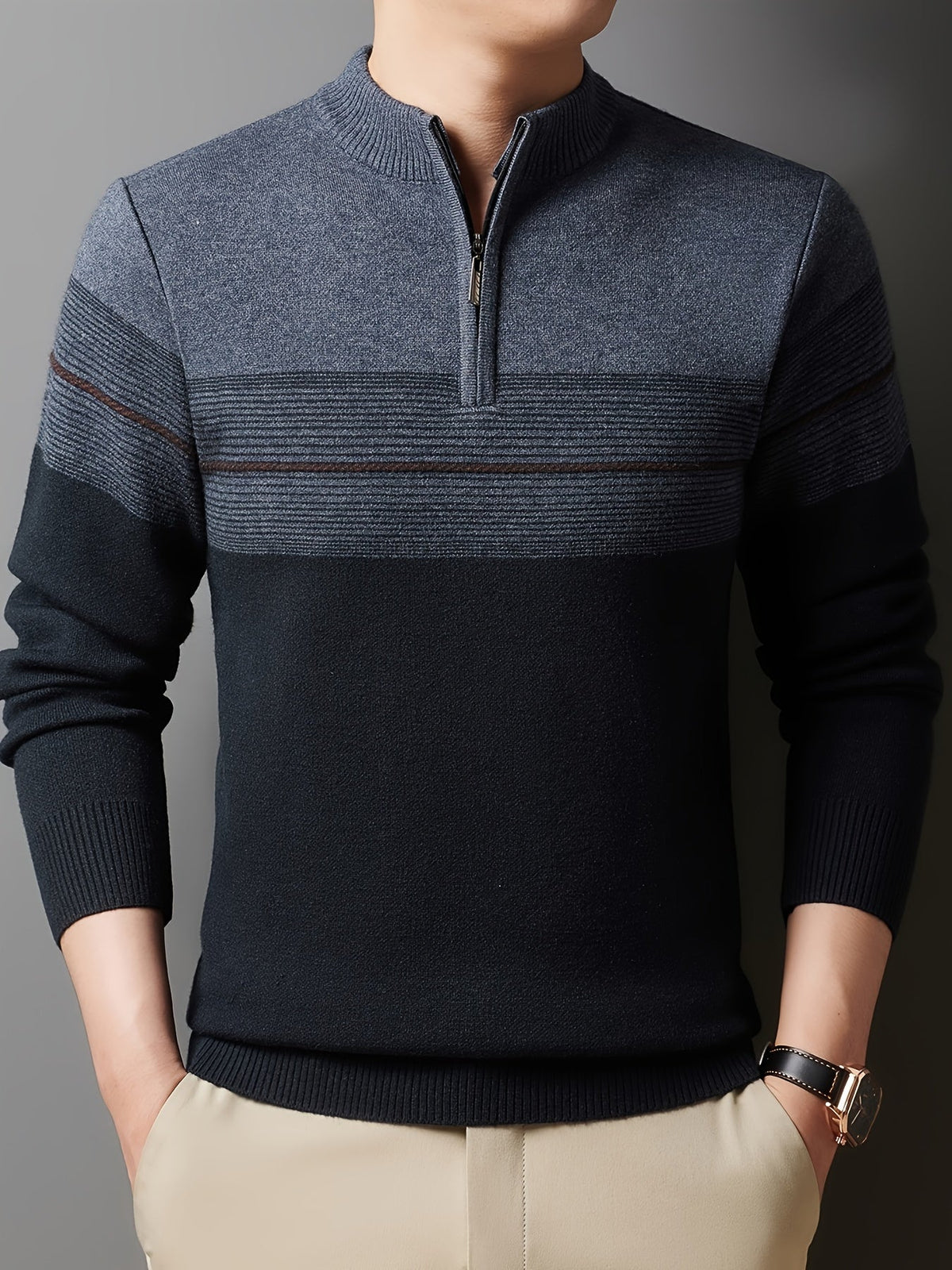 Half Zip Sweater for Men | Funnel Neck Autumn Layering