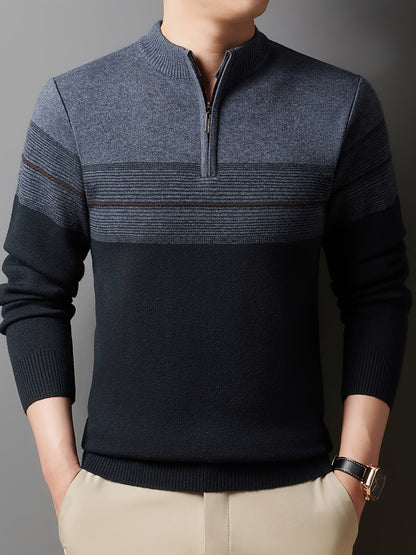 Half Zip Sweater for Men | Funnel Neck Autumn Layering