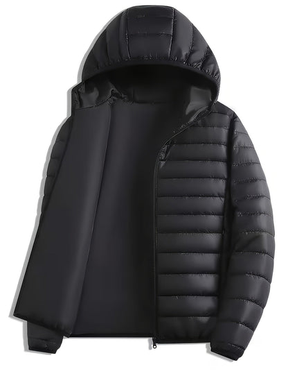 Hooded Puffer Jacket for Men | Quilted Ribbed Winter Outerwear