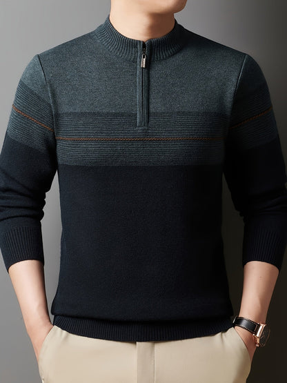 Half Zip Sweater for Men | Funnel Neck Autumn Layering
