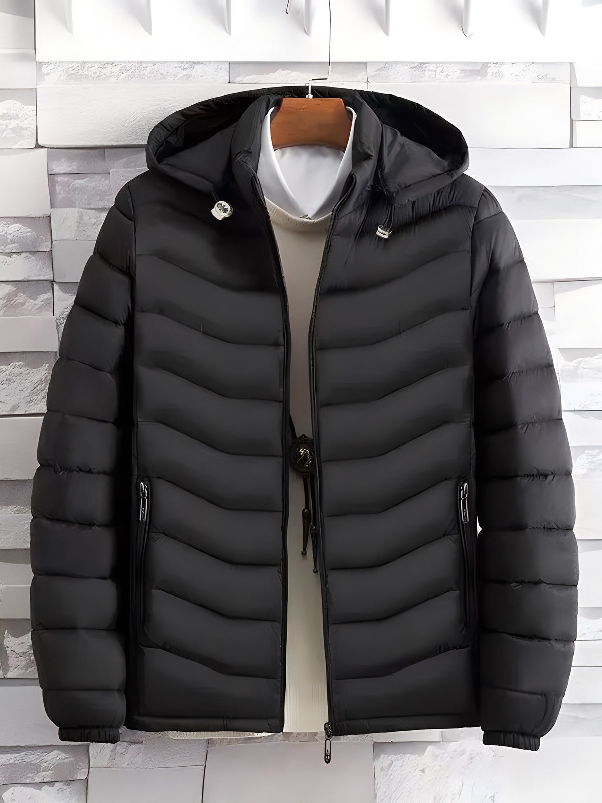 Hooded Puffer Jacket for Men | Side Zip Quilted Cold Weather Ready