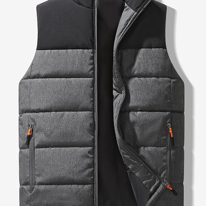 Quilted Puffer Jacket for Men | Side Zip Funnel Neck Autumn Layering