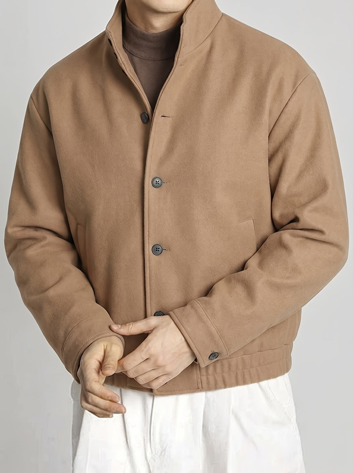Warm Bomber Jacket for Men | Button Front Cosy Winter Style
