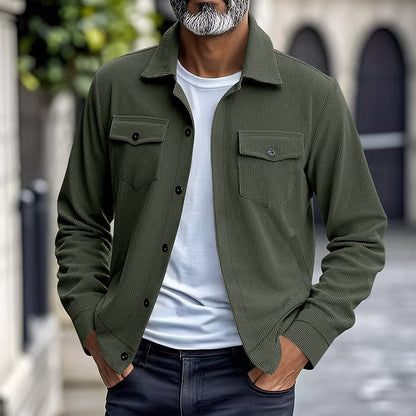 Warm Winter Jacket for Men | Ribbed Button Front Cold Weather Ready