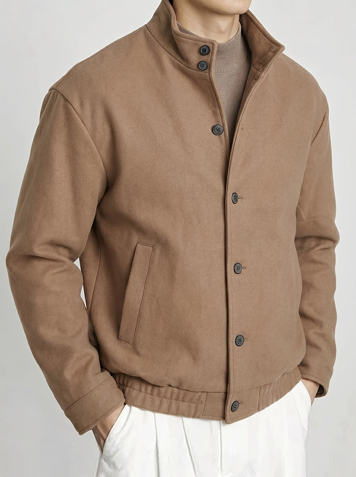 Warm Bomber Jacket for Men | Button Front Cosy Winter Style