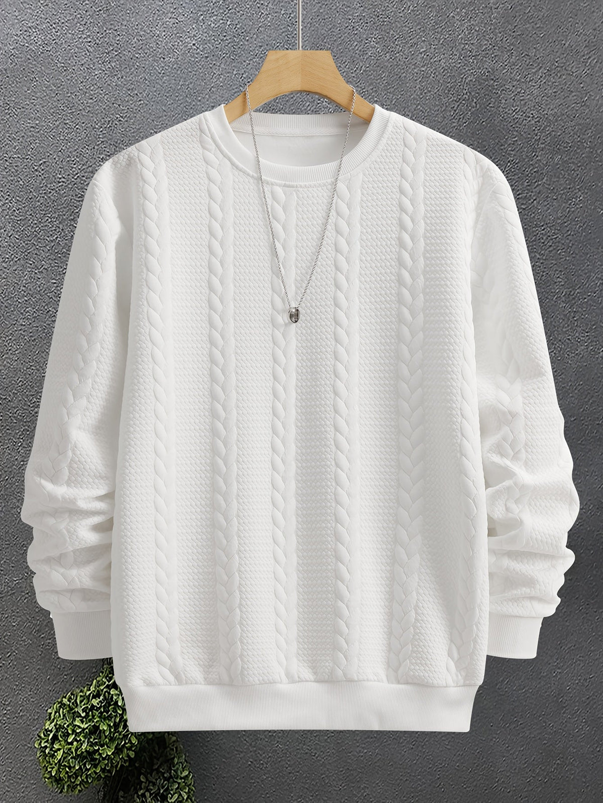 Insulated Sweatshirt for Men | Ribbed Crew Neck Warm Winter Layer