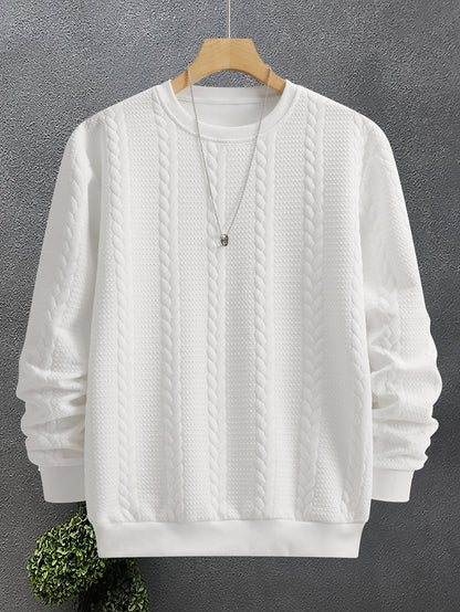 Insulated Sweatshirt for Men | Ribbed Crew Neck Warm Winter Layer
